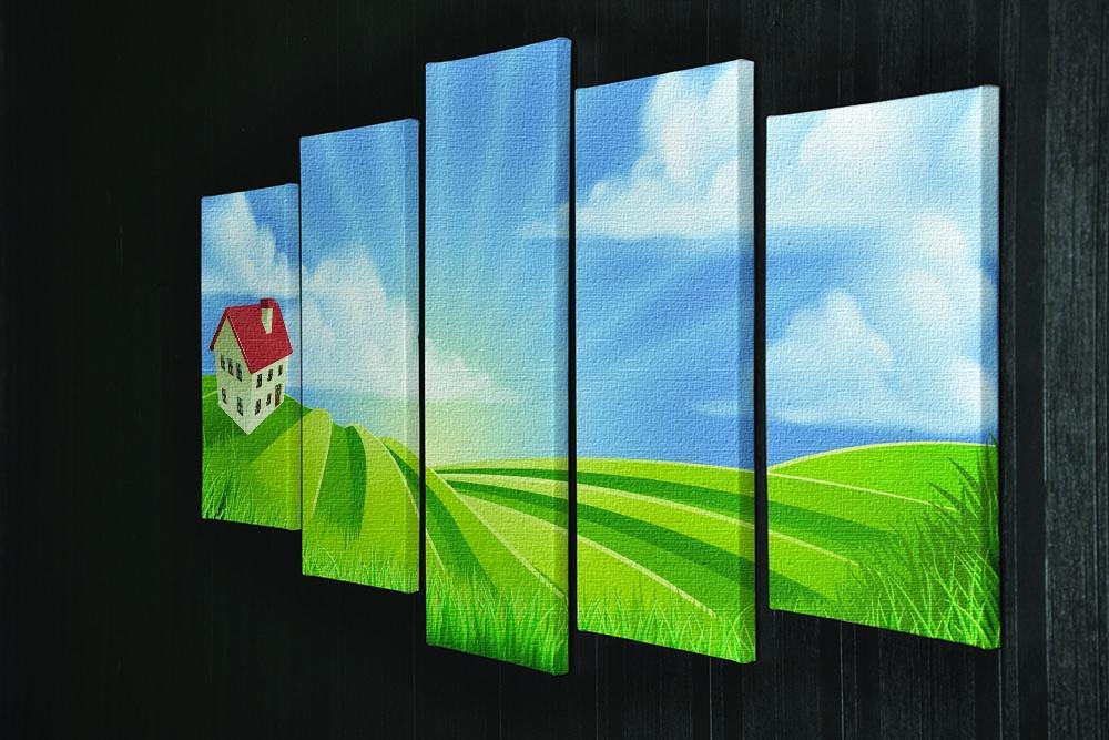 A rolling hills fields farm sunrise 5 Split Panel Canvas - Canvas Art Rocks - 2