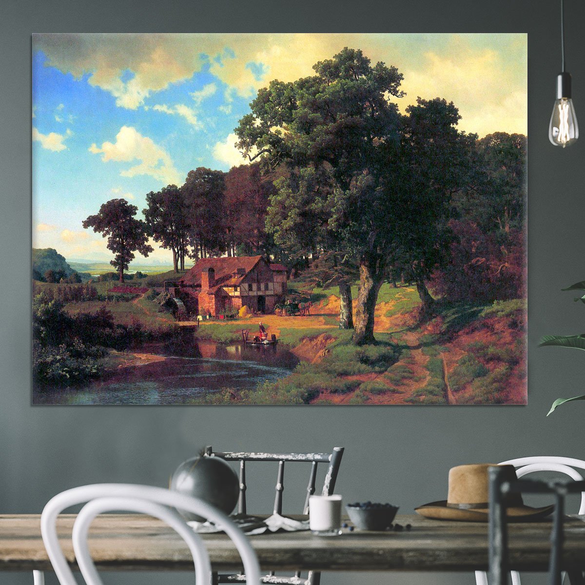A rustic mill by Bierstadt Canvas Print or Poster
