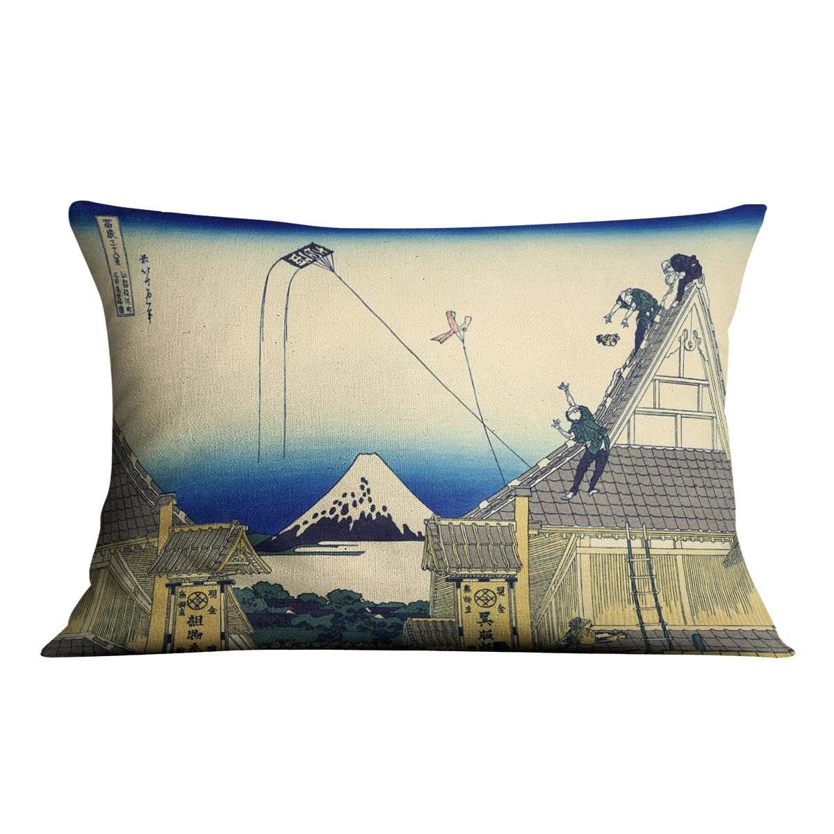A sketch of the Mitsui shop by Hokusai Throw Pillow