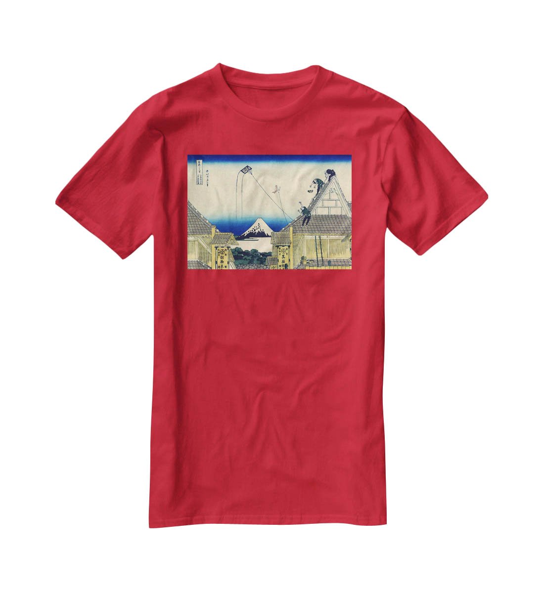 A sketch of the Mitsui shop by Hokusai T-Shirt - Canvas Art Rocks - 4