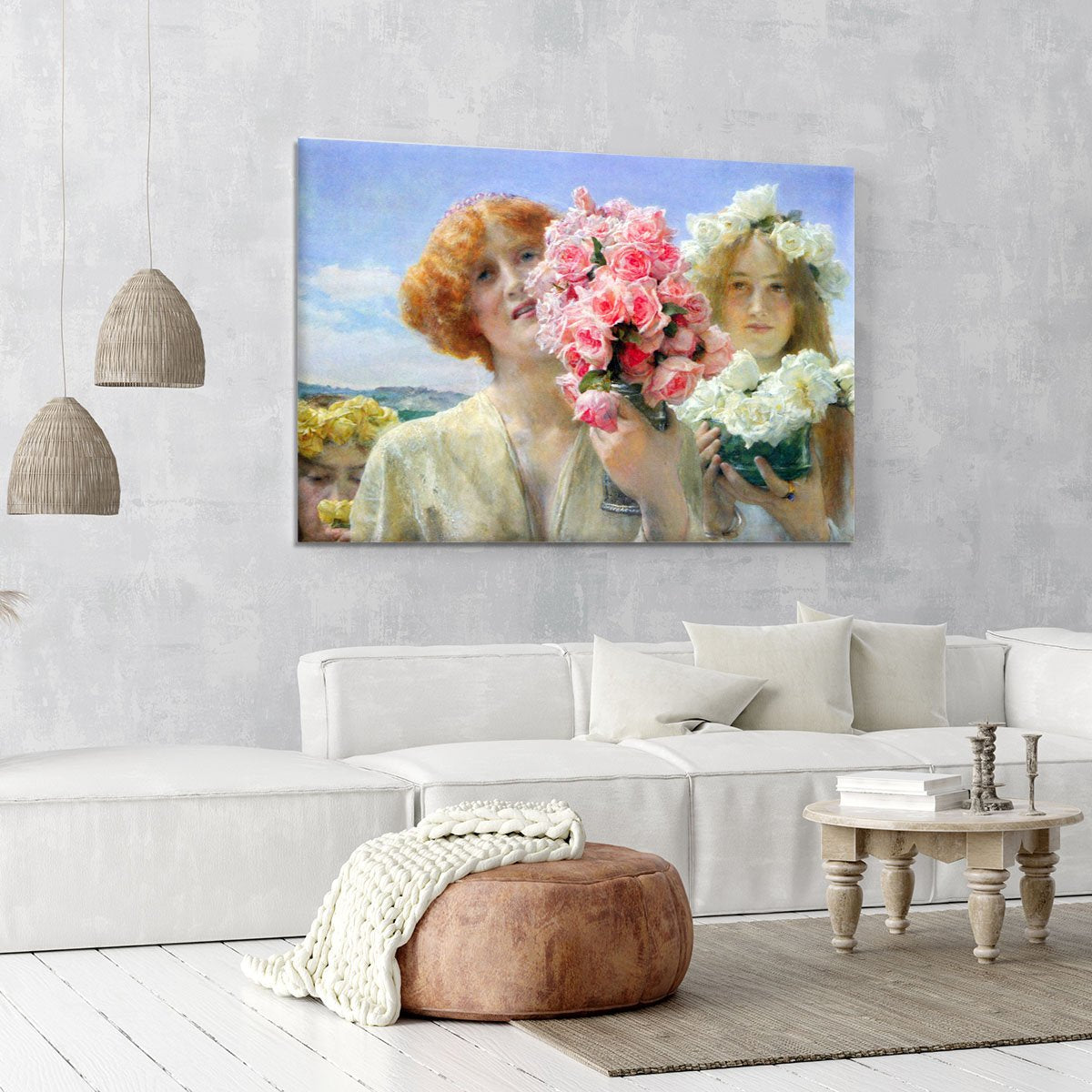A summer offering by Alma Tadema Canvas Print or Poster
