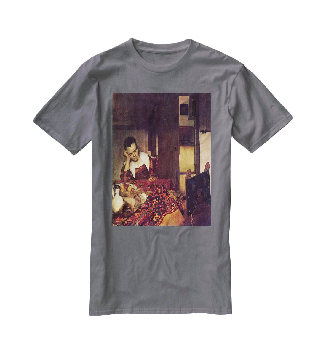 A woman asleep by Vermeer T-Shirt - Canvas Art Rocks - 3