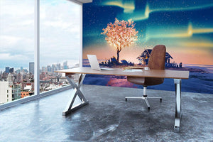 Abandoned house and fantasy tree Wall Mural Wallpaper - Canvas Art Rocks - 3