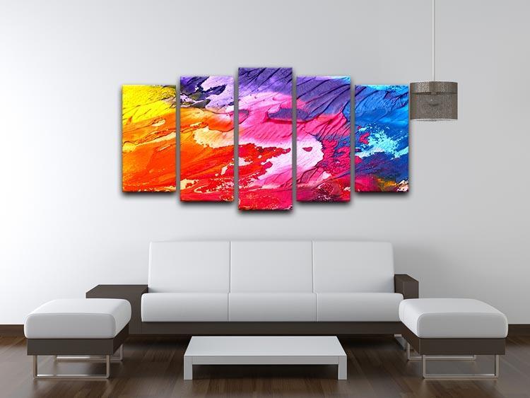 Abstract Oil Paint 5 Split Panel Canvas - Canvas Art Rocks - 3