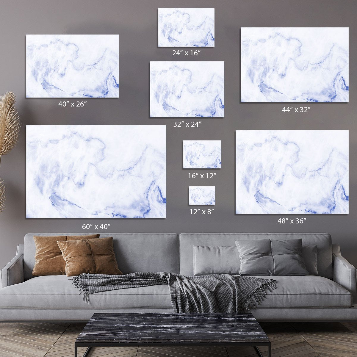 Abstract blue marble patterned Canvas Print or Poster
