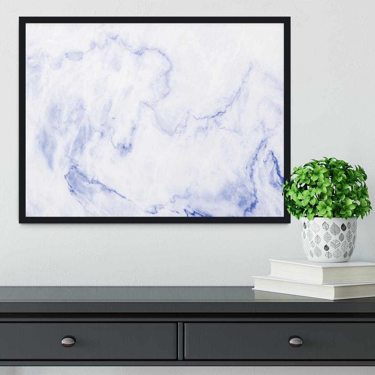 Abstract blue marble patterned Framed Print - Canvas Art Rocks - 2