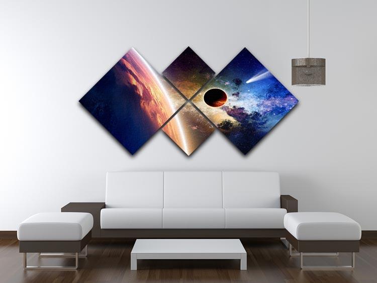 Abstract scientific background 4 Square Multi Panel Canvas - Canvas Art Rocks - 3