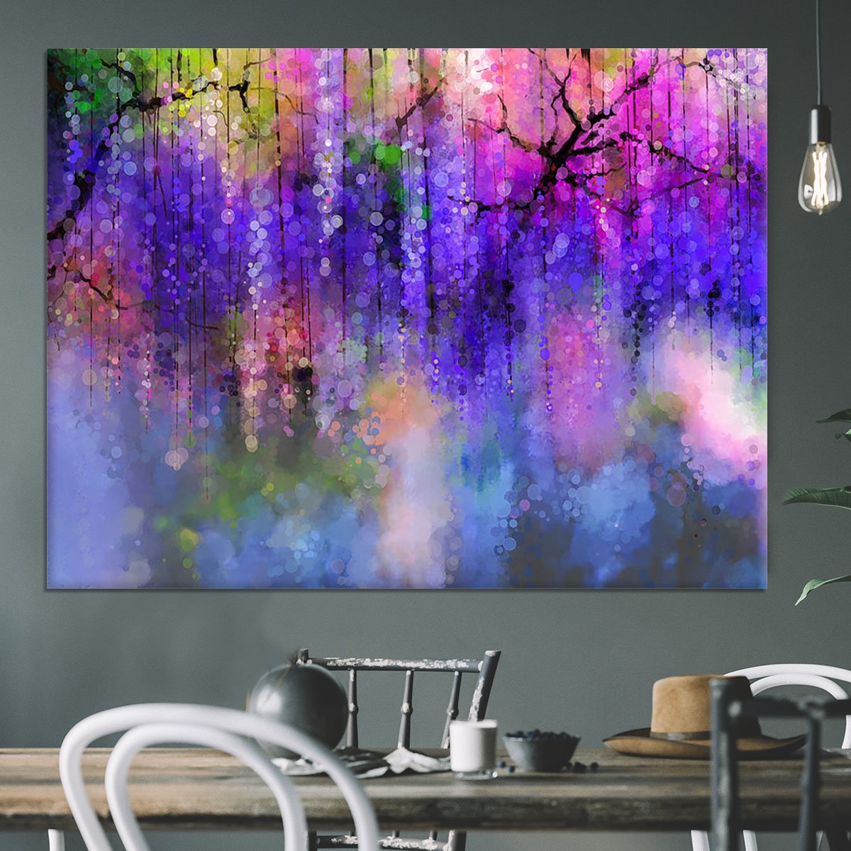 Abstract violet red and yellow color flowers Canvas Print or Poster