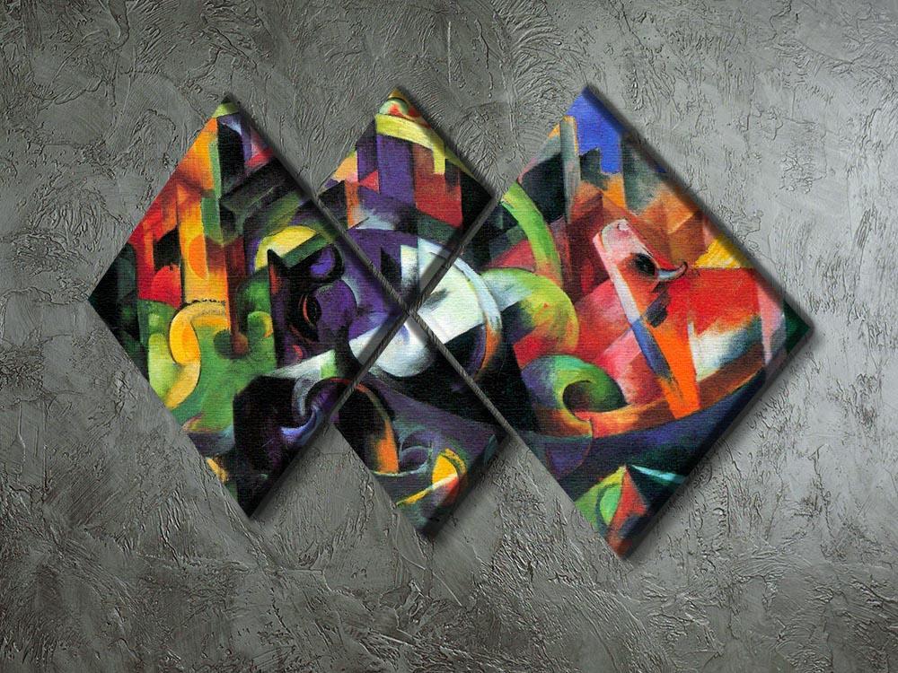 Abstract with cattle by Franz Marc 4 Square Multi Panel Canvas - Canvas Art Rocks - 2