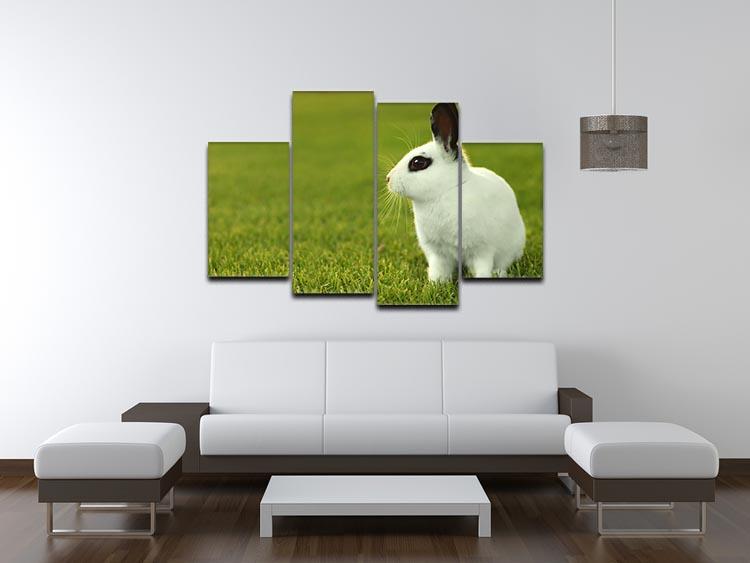 Adorable White Bunny Rabbit 4 Split Panel Canvas - Canvas Art Rocks - 3