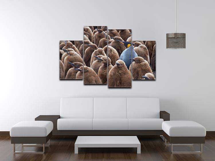 Adult King Penguin Aptenodytes patagonicus standing amongst a large group 4 Split Panel Canvas - Canvas Art Rocks - 3