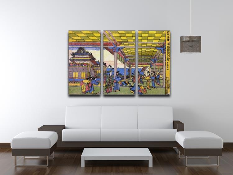 Advent of Urashima at the Dragon palace by Hokusai 3 Split Panel Canvas Print - Canvas Art Rocks - 3