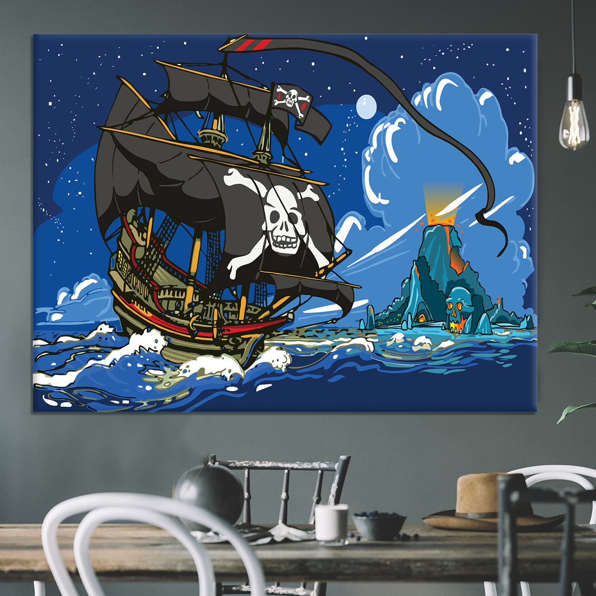 Adventure Time Pirate Ship Sailing Canvas Print or Poster