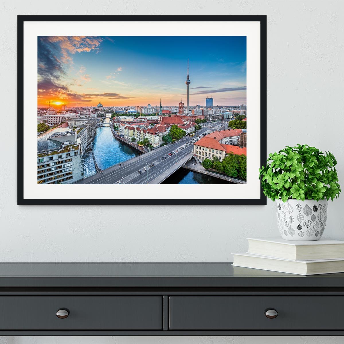 Aerial view of Berlin skyline Framed Print - Canvas Art Rocks - 1