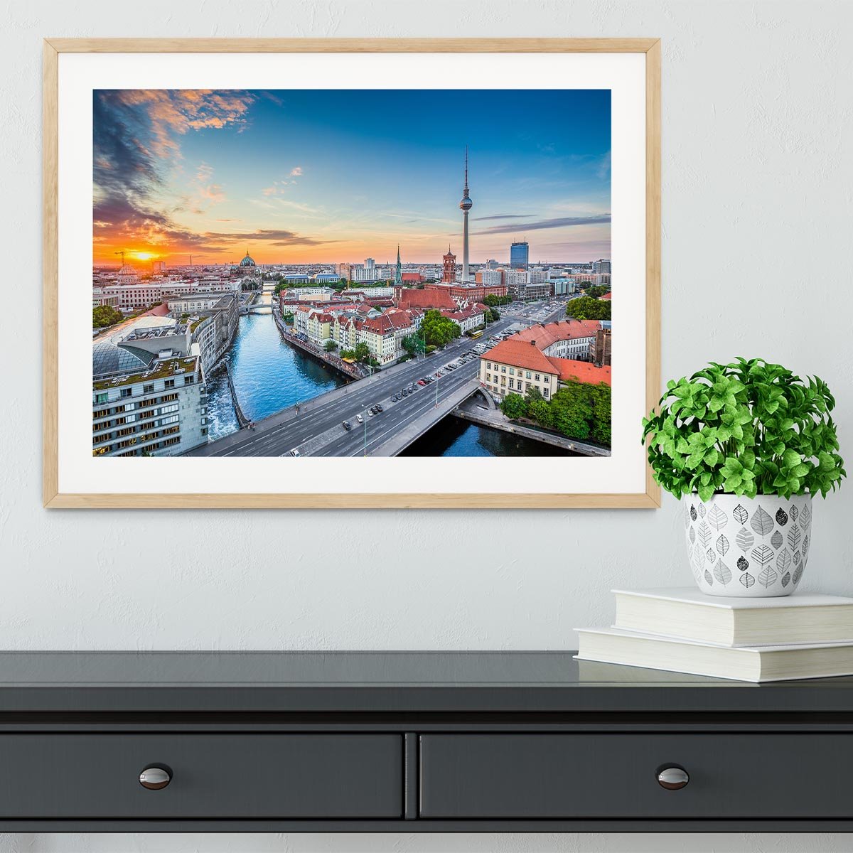 Aerial view of Berlin skyline Framed Print - Canvas Art Rocks - 3