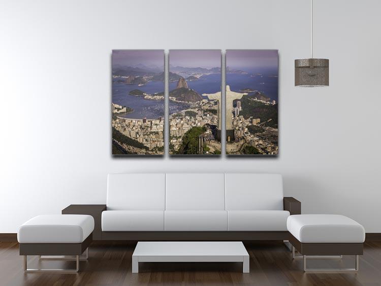 Aerial view of Christ and Botafogo Bay 3 Split Panel Canvas Print - Canvas Art Rocks - 3