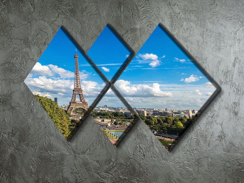 Aerial view of the Eiffel Tower 4 Square Multi Panel Canvas  - Canvas Art Rocks - 2