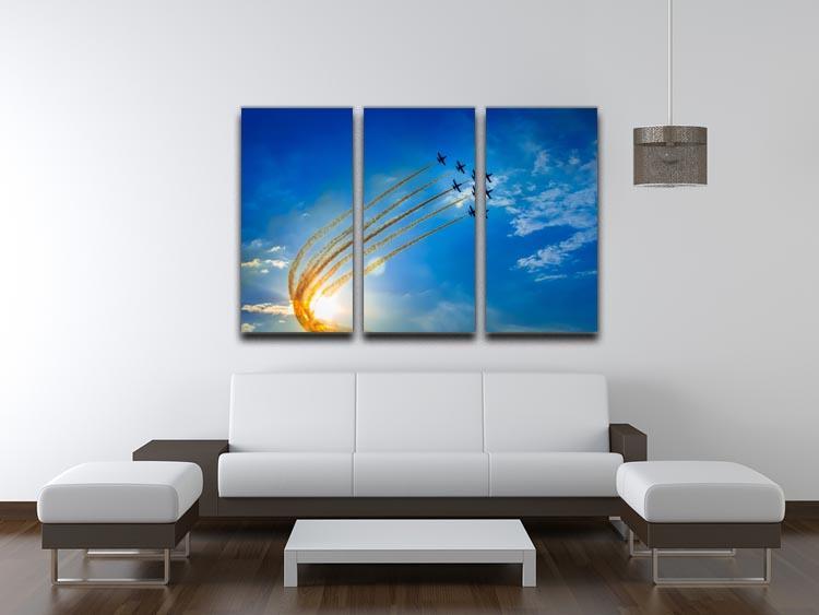 Aerobatic team performs flight 3 Split Panel Canvas Print - Canvas Art Rocks - 3