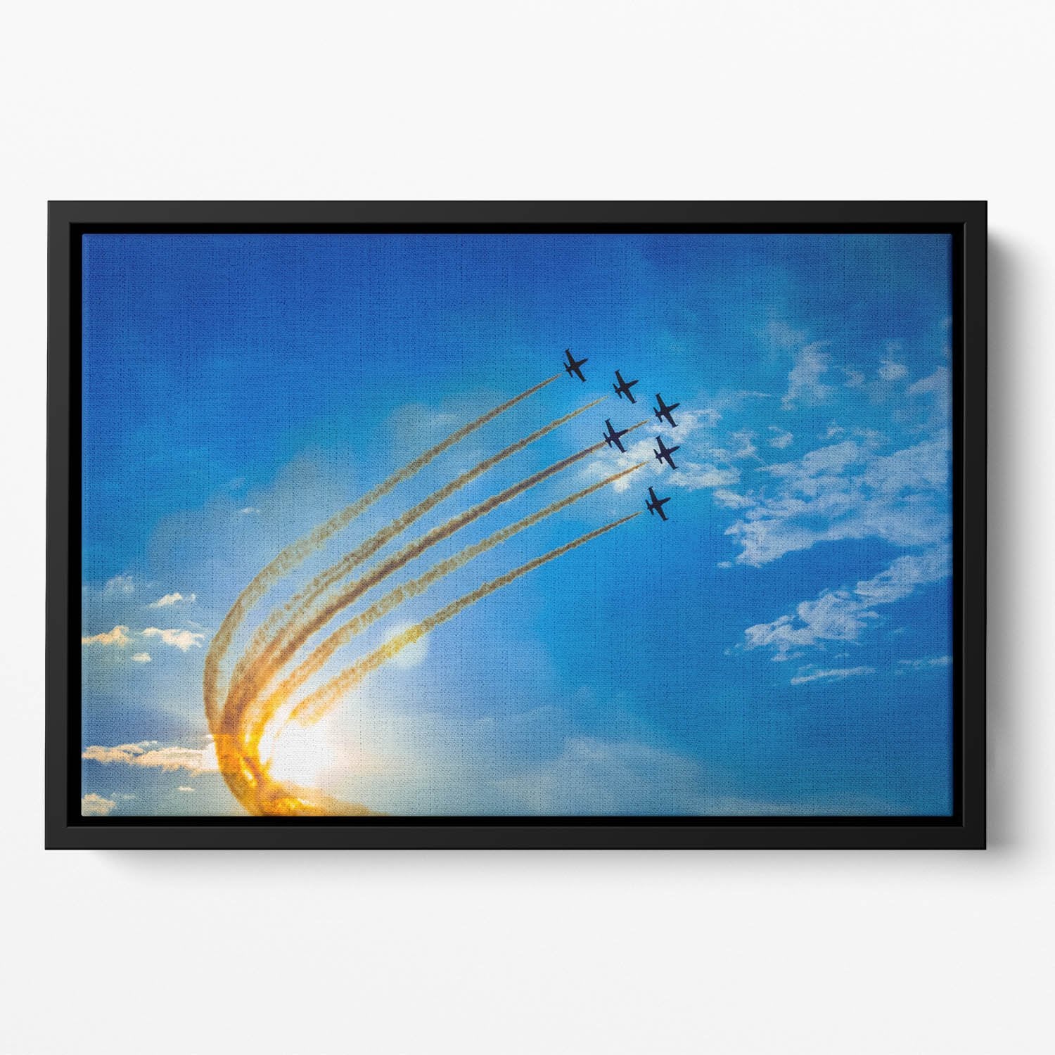 Aerobatic team performs flight Floating Framed Canvas