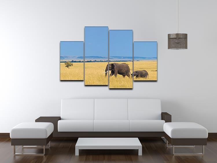 African elephant with calf 4 Split Panel Canvas - Canvas Art Rocks - 3