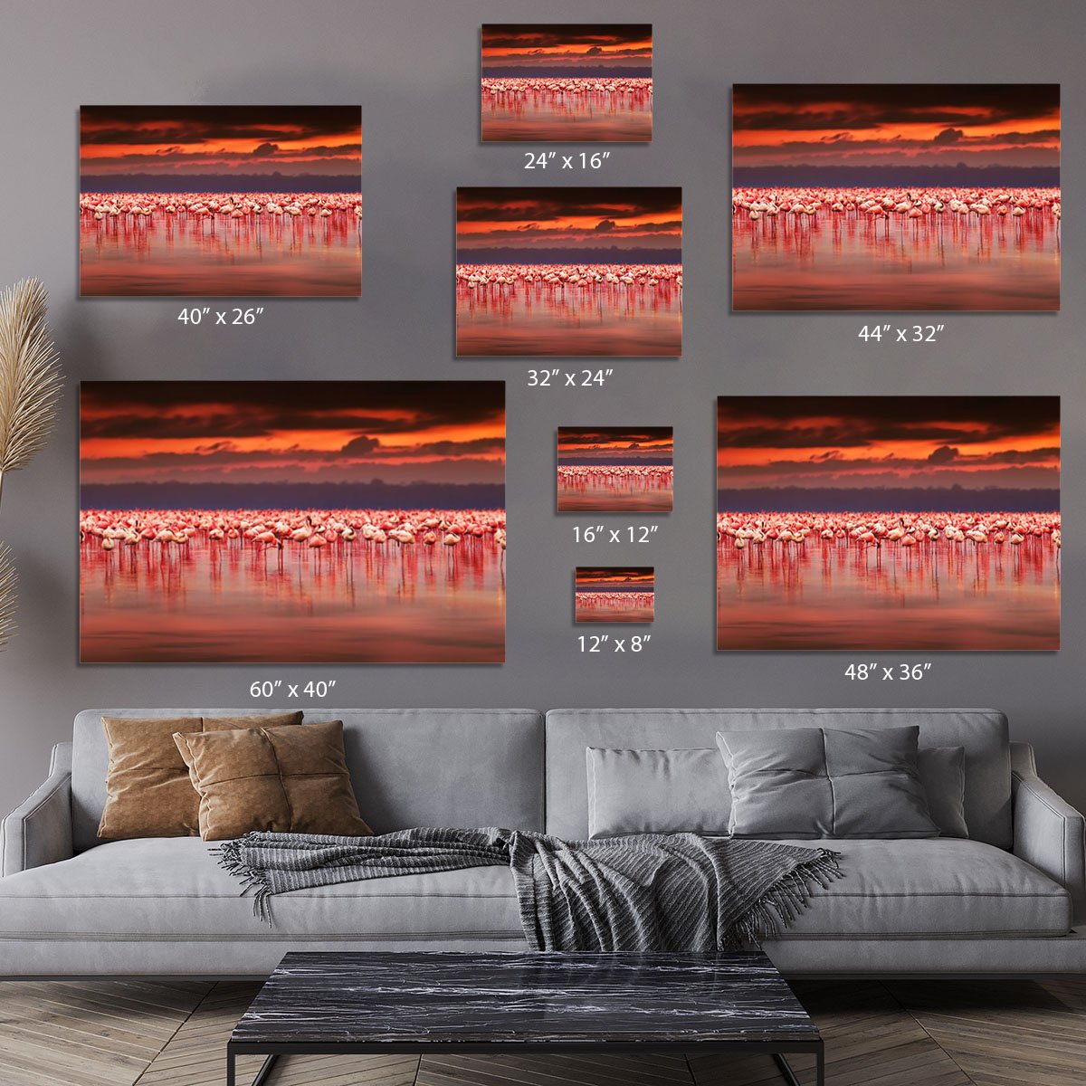 African flamingos in the lake Canvas Print or Poster