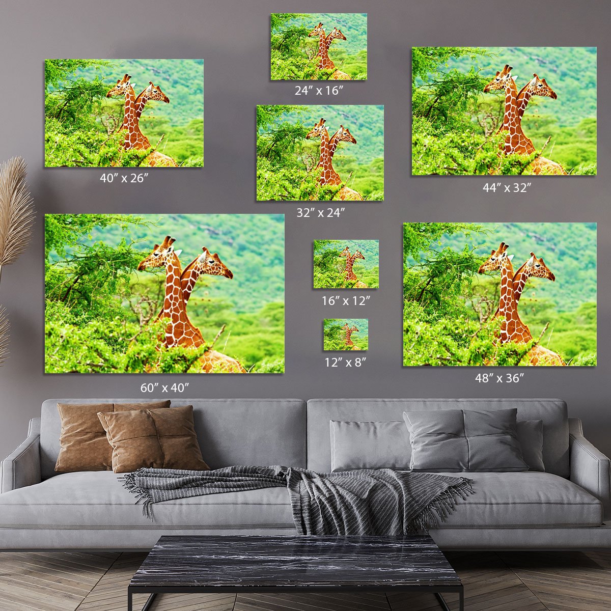 African giraffes family Canvas Print or Poster