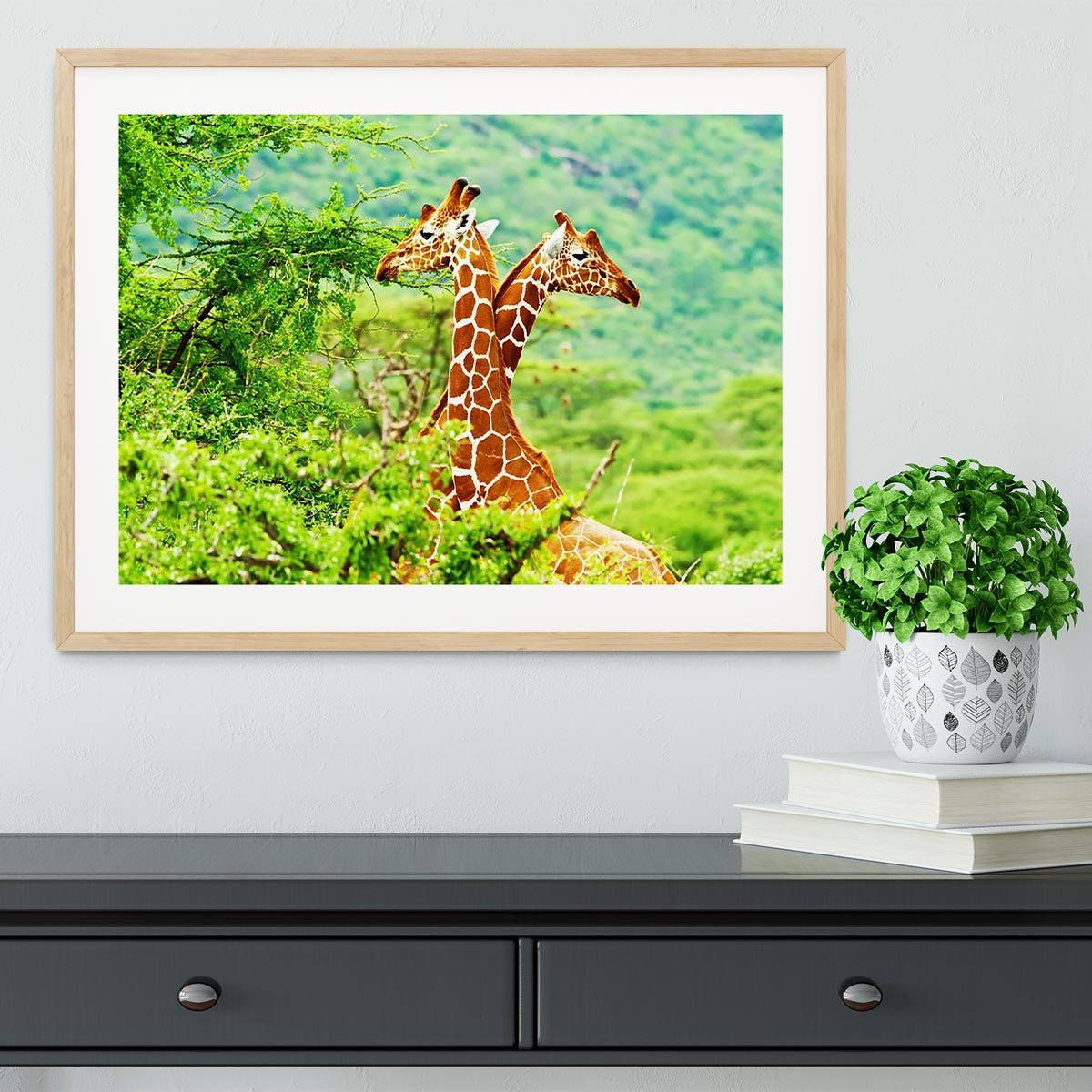 African giraffes family Framed Print - Canvas Art Rocks - 3