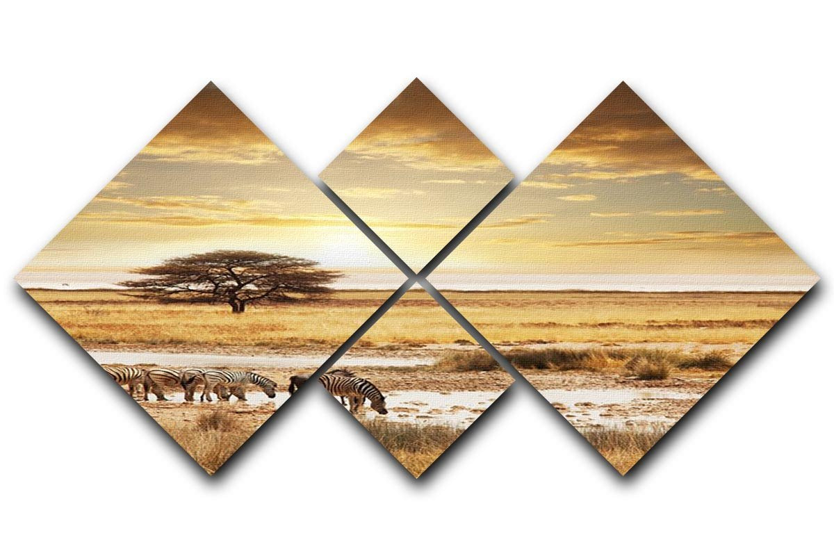 African safari 4 Square Multi Panel Canvas - Canvas Art Rocks - 1