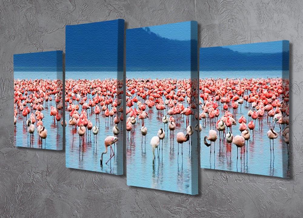 African safari flamingos in the lake 4 Split Panel Canvas - Canvas Art Rocks - 2