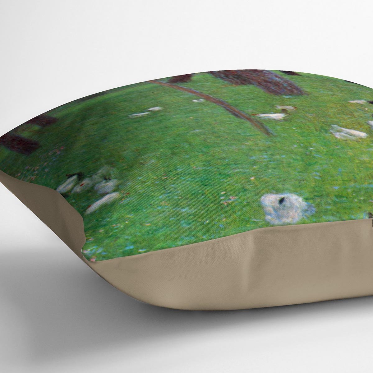 After the rain garden with chickens in St. Agatha by Klimt Throw Pillow