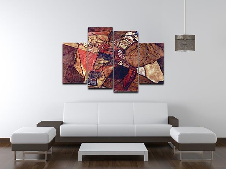Agony The Death Struggle by Egon Schiele 4 Split Panel Canvas - Canvas Art Rocks - 3