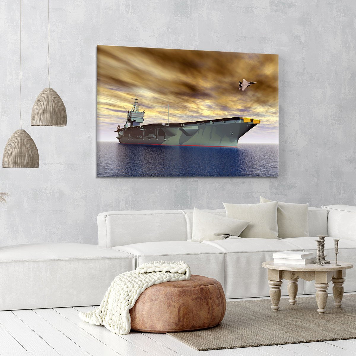 Aircraft Carrier and Fighter Plane Canvas Print or Poster