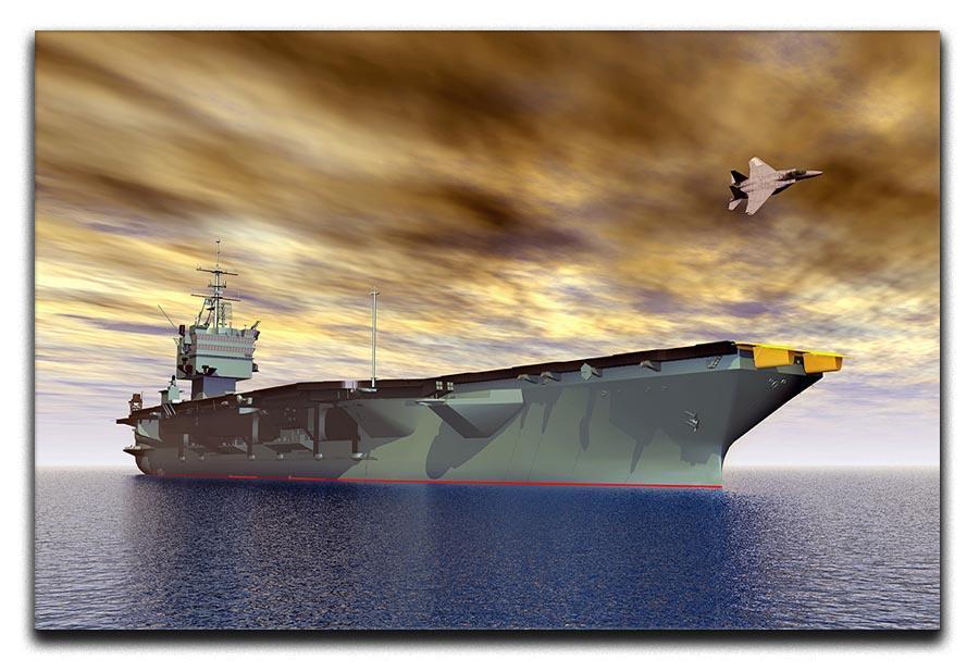 Aircraft Carrier and Fighter Plane Canvas Print or Poster  - Canvas Art Rocks - 1