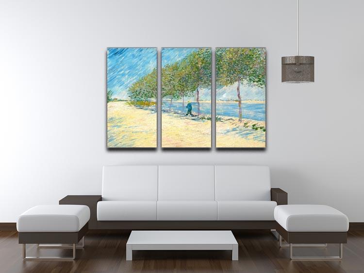 Along the Seine by Van Gogh 3 Split Panel Canvas Print - Canvas Art Rocks - 3
