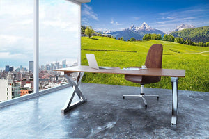 Alps with fresh green meadow Wall Mural Wallpaper - Canvas Art Rocks - 3