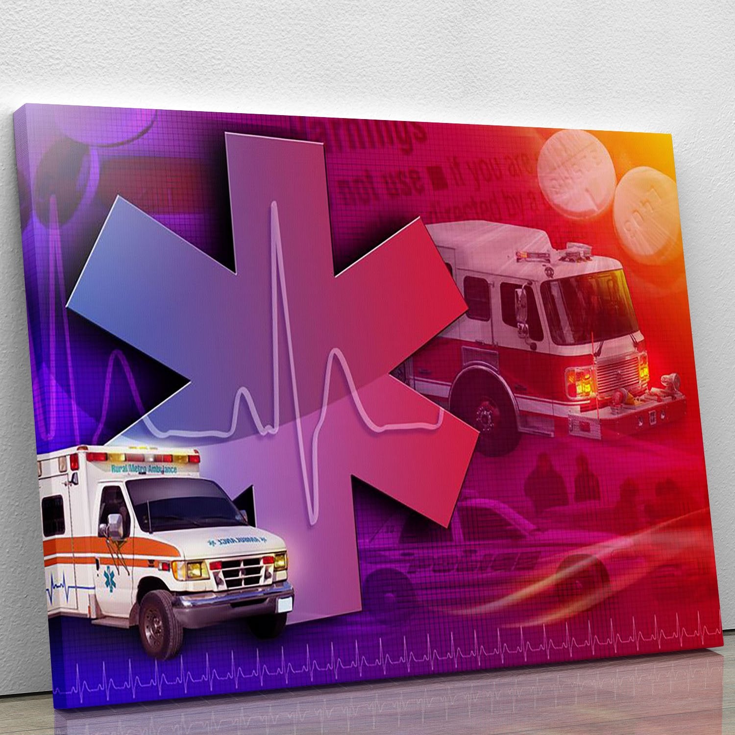 Ambulance Firetruck and Police car Canvas Print or Poster