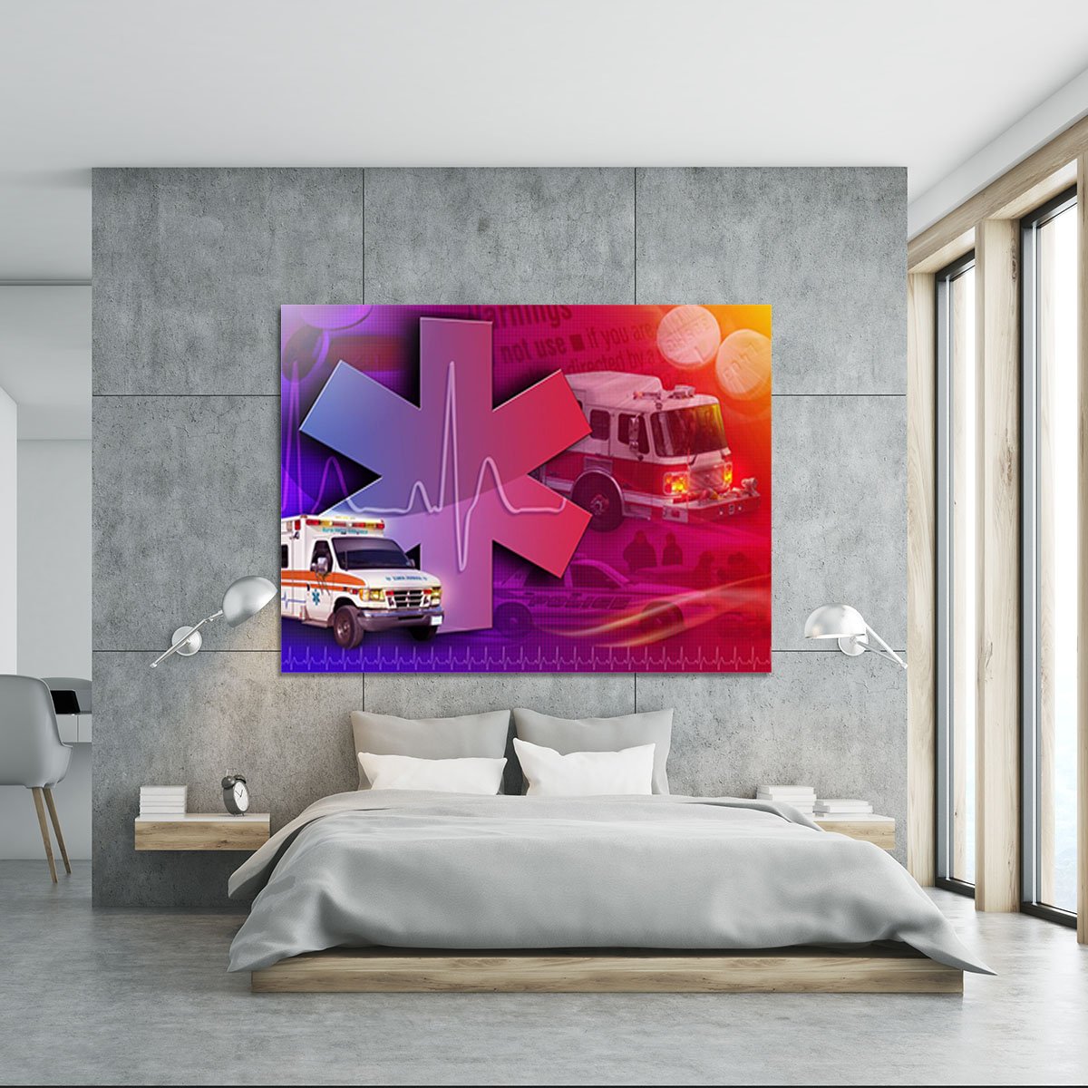 Ambulance Firetruck and Police car Canvas Print or Poster