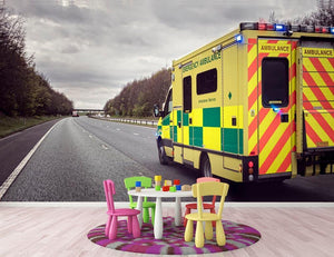 Ambulance responding to an emergency Wall Mural Wallpaper - Canvas Art Rocks - 3