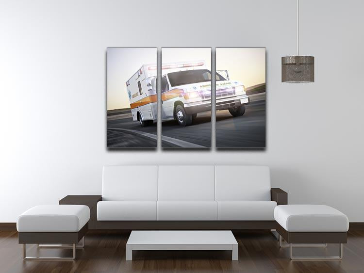 Ambulance running with lights and sirens 3 Split Panel Canvas Print - Canvas Art Rocks - 3