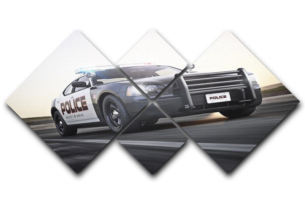 American Police Car 4 Square Multi Panel Canvas  - Canvas Art Rocks - 1