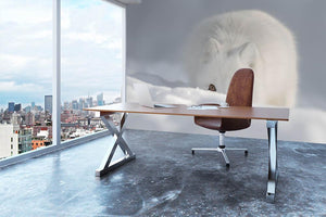 An Arctic Fox peering over a snow drift Wall Mural Wallpaper - Canvas Art Rocks - 3