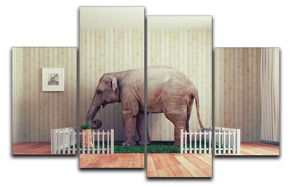 An Elephant calf as the pet 4 Split Panel Canvas - Canvas Art Rocks - 1