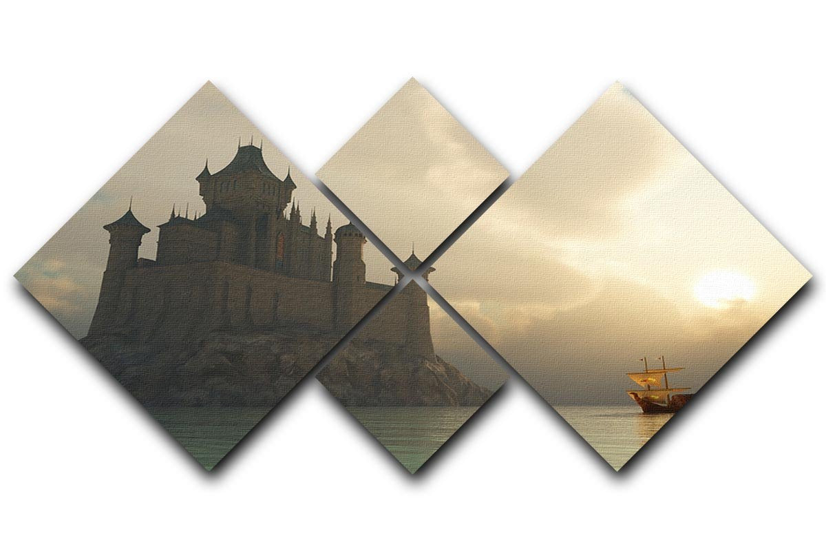 Ancient vessel at sunrise 4 Square Multi Panel Canvas  - Canvas Art Rocks - 1