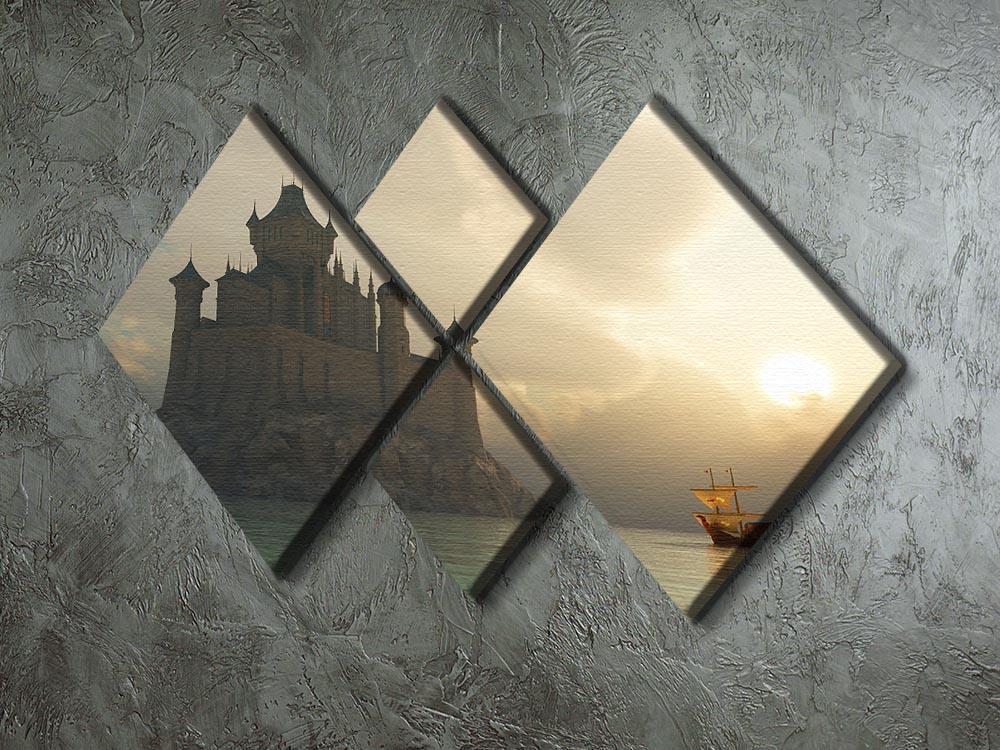 Ancient vessel at sunrise 4 Square Multi Panel Canvas  - Canvas Art Rocks - 2
