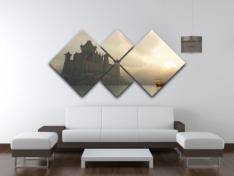 Ancient vessel at sunrise 4 Square Multi Panel Canvas  - Canvas Art Rocks - 3