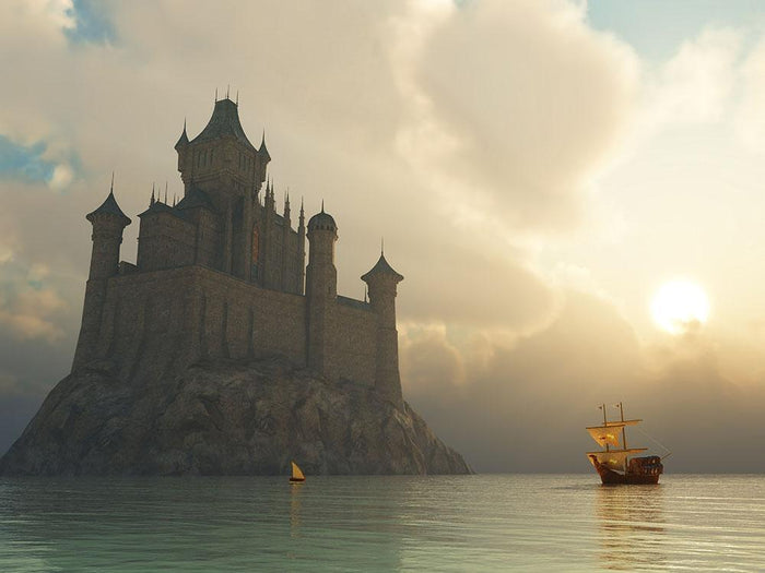Ancient vessel at sunrise Wall Mural Wallpaper