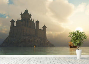 Ancient vessel at sunrise Wall Mural Wallpaper - Canvas Art Rocks - 4
