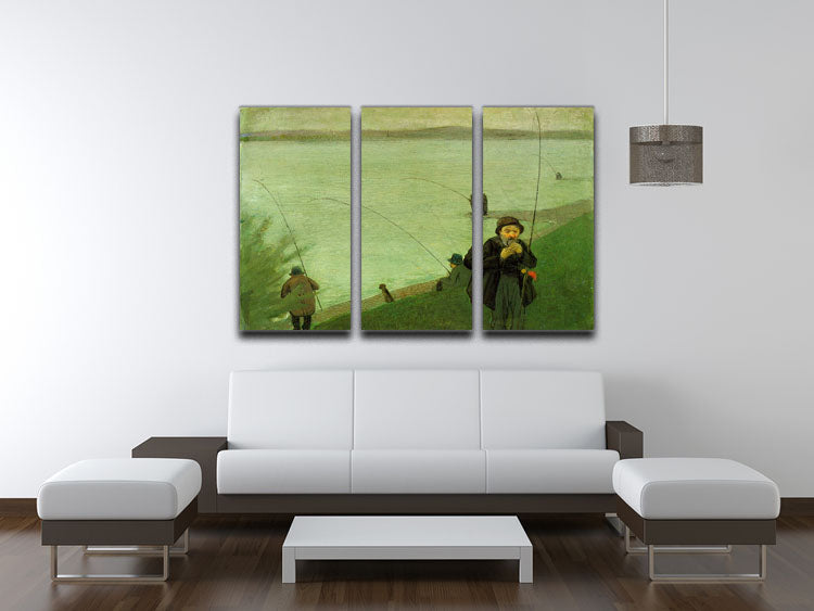Anglers on the Rhine by Macke 3 Split Panel Canvas Print - Canvas Art Rocks - 3