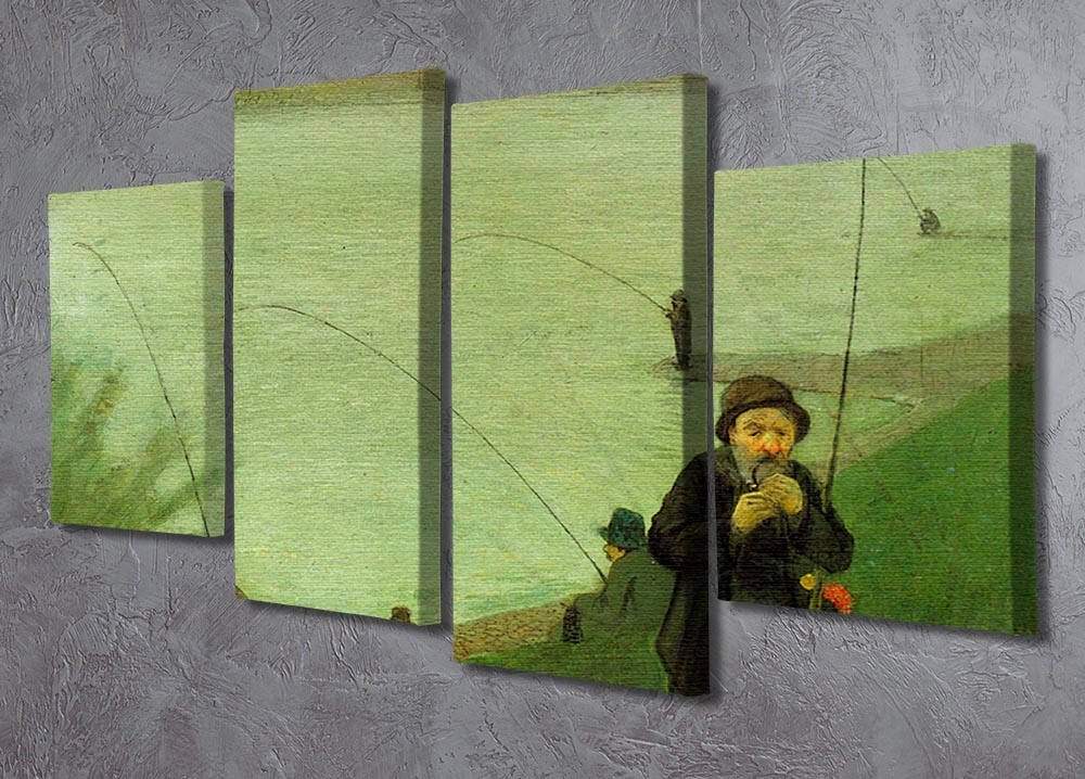 Anglers on the Rhine by Macke 4 Split Panel Canvas - Canvas Art Rocks - 2