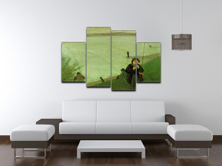 Anglers on the Rhine by Macke 4 Split Panel Canvas - Canvas Art Rocks - 3